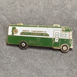 Vintage Lions International Club Pin Vermont 1979 “Mobile Screening Unit” Bus